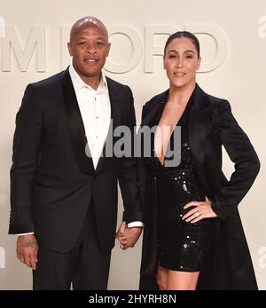 Dr Dre è in terapia intensiva dopo aver sofferto un aneurisma cerebrale il Lunedi a Los Angeles, CA. Dr. Dre e Nicole Young al Tom Ford AW20 show tenuto presso Milk Studios il 7 febbraio 2020 a Hollywood, CA. Foto Stock