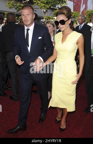 David Beckham e Victoria Beckham arrivano al 2008 ESPY Awards al NOKIA Theatre di Los Angeles Foto Stock