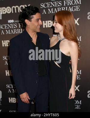 Oscar Isaac e Jessica Chastain hanno partecipato allo "Scene from a Marriage" Final Screening tenutosi al Titus Theatre 1 a MoMA il 10 ottobre 2021 a New York City, NY Foto Stock