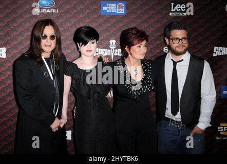 Ozzy Osbourne, Kelly Osbourne, Sharon Osbourne e Jack Osbourne ai premi Scream 2008 di Spike TV che si sono tenuti al Teatro Greco di Los Angeles Foto Stock