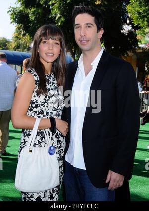 David Schwimmer e Zoe Buckman partecipano al 'Sadagascar: Escape 2 Africa' Los Angeles Premiere tenuto al Mann Village Theatre di Hollywood. Foto Stock