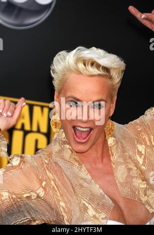 Brigitte Nielsen ha partecipato ai 2008 American Music Awards tenutisi al Nokia Theatre di Los Angeles. Foto Stock