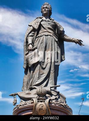 Odessa, Ucraina - Caterina il grande monumento a Odessa, Ucraina. Vista sulla città di Odessa Foto Stock
