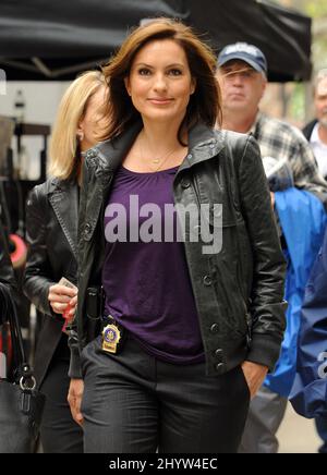 Mariska Hargitay durante le riprese per "Law & Order: Special Siphomes Unit" sull'Upper Eastside a New York City. Foto Stock