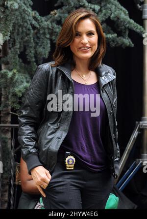 Mariska Hargitay durante le riprese per "Law & Order: Special Siphomes Unit" sull'Upper Eastside a New York City. Foto Stock