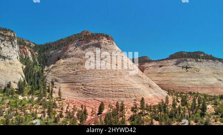 Antenna vista panoramica del Parco Nazionale di Zion, Utah Foto Stock