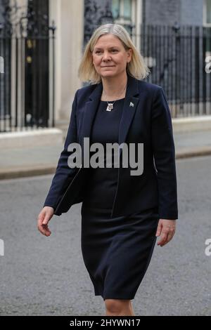 Londra, Regno Unito. 15th Mar 2022. Magdalena Andersson. Il primo ministro britannico Boris Johnson dà il benvenuto a Maddalena Andersson, primo ministro svedese, per colloqui a Downing Street. Credit: Imagplotter/Alamy Live News Foto Stock