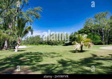 Golf via in Ile aux Cerfs, Mauritius. Foto Stock
