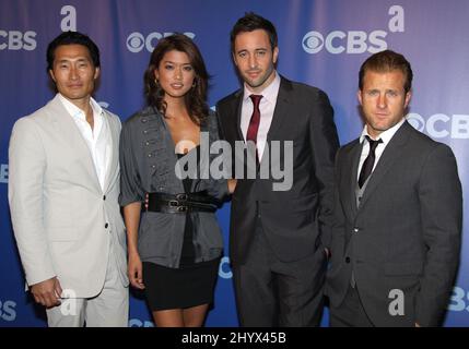 Daniel Dae Kim, Grace Park, Alex o'Loughlin e Scott Caan dalle 'Hawaii 5-0' durante i CBS 2010 Upfronts tenuti a Damrosch Park nel Lincoln Center, New York Foto Stock