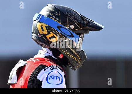 MANCHESTER, REGNO UNITO. MAR 14th Brady Kurtz (Capitano) di Belle Vue ‘ATPI’ Aces durante la giornata stampa di Belle Vue Aces al National Speedway Stadium lunedì 14th marzo 2022 (Credit: Eddie Garvey | MI News) Credit: MI News & Sport /Alamy Live News Foto Stock