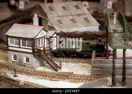 Modellismo Ferroviario che mostra vari treni e modelli Foto stock - Alamy