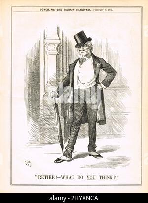 Ritiratevi! Che ne pensi? Punch cartoon del 1891 per quanto riguarda voci William Gladstone è stato quello di dimettersi Foto Stock