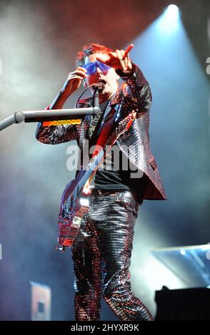 Matthew Bellamy di Muse si esibisce all'Austin City Limits Music Festival che si tiene presso lo Zilker Park di Austin, Texas, USA. Foto Stock