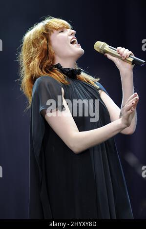 Il Florence Welch di Florence and the Machine si esibisce dal vivo al Voodoo Music Experience che si tiene presso il City Park di New Orleans, USA. Foto Stock