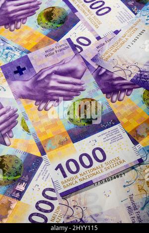 Banconote svizzere di 1000 CHF, Tausends franchi Foto Stock