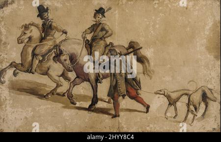 Equitazione Party. Fiandre (o Spagna (?)), inizio 17th secolo. Disegni. Acquerello su gesso nero Foto Stock