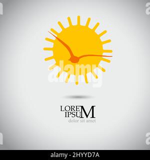 Logo. sole e uccello volante. Illustrazione vettoriale Illustrazione Vettoriale