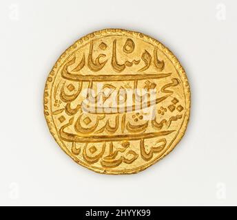 Mohur di Shah Jahan (r. 1628-1658). India, impero Mughal, 1628-1632. Attrezzi ed attrezzatura; monete. Oro Foto Stock