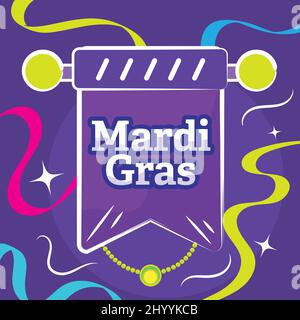 Poster mardi gras colorato viola con testo Vector Illustrazione Vettoriale