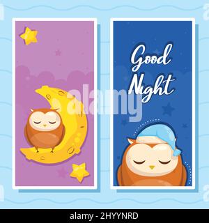 due cartoline buone modelli di notte Illustrazione Vettoriale
