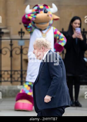 Marzo 14th, 2022. Londra, Regno Unito. Il primo Ministro Boris Johnson arriva al Commonwealth Day Service, Westminster Abbey, Londra. Credit: Doug Peters/EMPICS/Alamy Live News Foto Stock