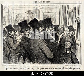 Aspect du salon le jour de l'ouverture.... Honoré Daumier (Francia, Marsiglia, 1808-1879). Francia, 1857. Stampe; litografie. Litografia Foto Stock