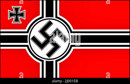 SWASTIKA KRIEGSMARINE la guerra firma la bandiera della Germania nazista con l'emblema della Croce di ferro e il simbolo della Swastika 1938-1945 Foto Stock