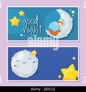 due modelli di buona notte della scheda Illustrazione Vettoriale