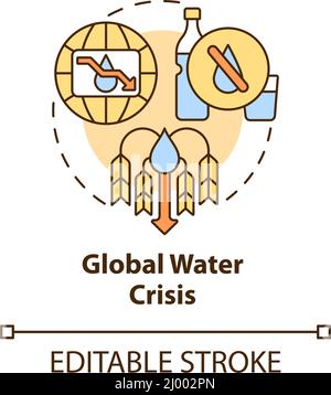 Icona Global Water Crisis Concept Illustrazione Vettoriale