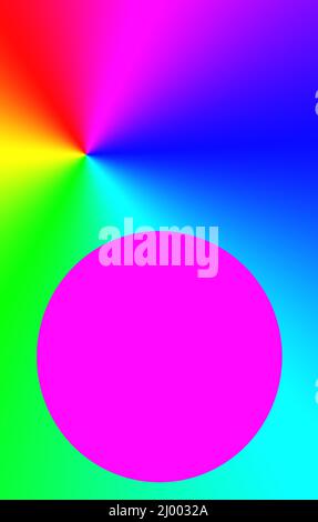 Illustrazione di Abstract Gradient Rainbow Colour Beams with Hot Pink Sphere Copy Space Foto Stock