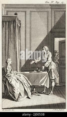 Illustrazione di Tom Jones. Jan Punt (Olanda, Amsterdam, 1711-1779). Olanda, pubblicato il 1750. Stampe; incisioni. Incisione Foto Stock