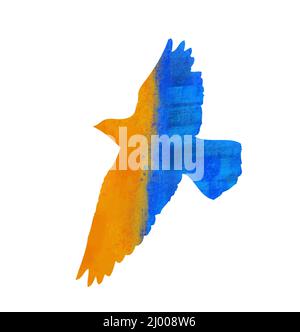 Colomba nei colori della bandiera Ucraina. Nessuna guerra. Gloria all'Ucraina. Illustrazione vettoriale Illustrazione Vettoriale