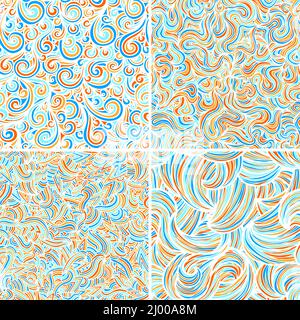 Set di quattro forme d'onda. Sfondo di pattern senza giunture. Illustrazione Vettoriale