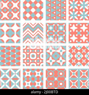 Insieme di motivi geometrici, sfondo senza giunture, illustrazione vettoriale Illustrazione Vettoriale