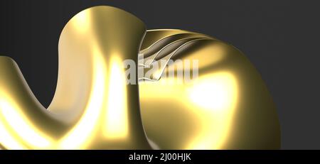 3D illustrazione di un'elegante linea d'oro astratta che si sovrappone Foto Stock