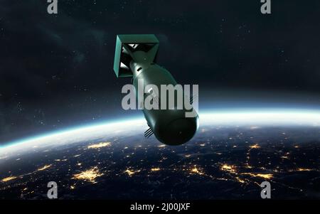 3D illustrazione della bomba nucleare sul pianeta terra. Guerra mondiale, fine della civiltà. Elementi di immagine forniti dalla NASA Foto Stock