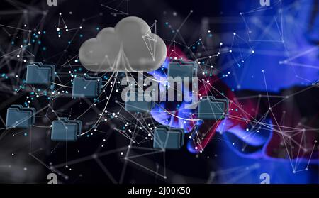 3D illustrazione dell'analisi attuabile che connette le persone su Internet Foto Stock