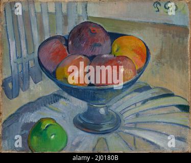 Fruit Dish on a Garden Chair. Paul Gauguin (France, Paris, 1848-1903). France, circa 1890. Paintings. Oil on canvas Foto Stock