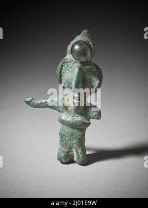 Figura maschio. Iran occidentale, età del ferro II-III, circa 1000-650 a.C. Scultura. Bronzo, fuso Foto Stock