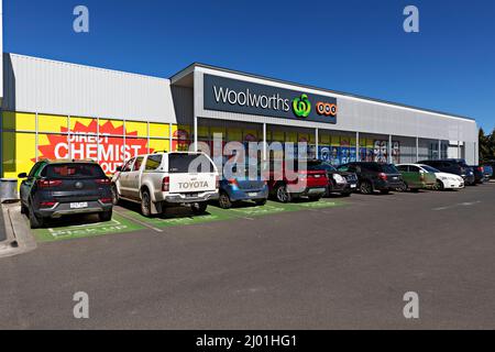 Ballarat Australia / Woolworths Supermarket situato presso il centro commerciale Delacombe Town Centre. Foto Stock