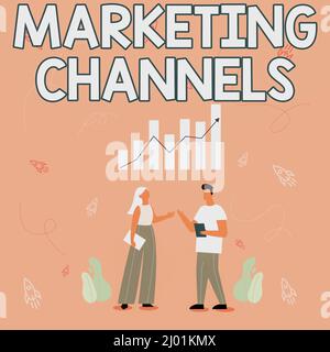 Scrittura visualizzazione testo canali di marketing. Foto concettuale la necessità di trasferire la proprietà di merci Illustrazione di Partner Sharing Foto Stock