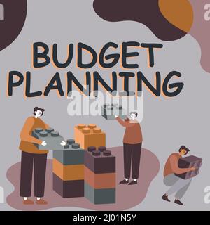 Visualizzazione concettuale pianificazione del budget. Parola per la descrizione scritta delle spese correnti e future colleghi visualizzazione di Cube che rappresenta Foto Stock