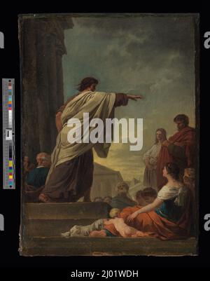 La predicazione di San Paolo. Joseph-Benoîit Suvée (Belgio, Bruges, 1743-1807, Italia attiva, Roma). Belgio, circa 1779. Dipinti. Olio su tela Foto Stock