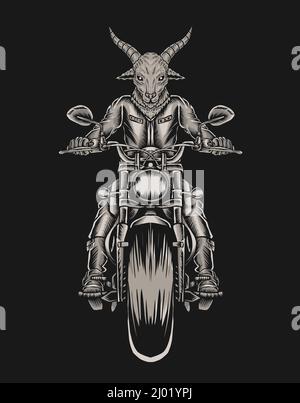 Illustrazione di capra che riding sul motociclo Illustrazione Vettoriale