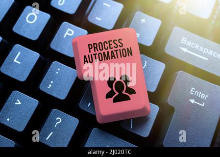 Firma che mostra automazione del processo. Business showcase trasformazione semplificata Robotica per evitare la ridondanza Abstract creare Internet sicuro Foto Stock