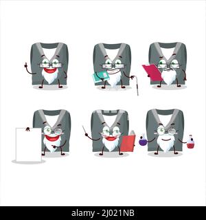 Professor Gray School giubbotto personaggio cartoon accademico che lavora in laboratorio. Illustrazione vettoriale Illustrazione Vettoriale