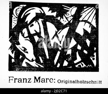 Cavallo selvaggio. Franz Marc (Germania, 1880-1916). Germania, 1912. Stampe; tagli di legno. Taglio di legno su carta straccia Foto Stock