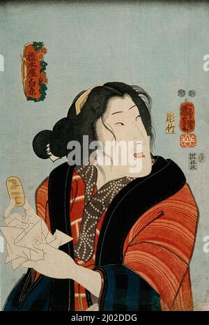 Bandō Shūka come Hashimotoya Shiraito. Utagawa Kuniyoshi (Giappone, 1797-1861). Giappone, 1852, 3rd mesi. Stampe; blocchi di legno. Stampa a blocchi di legno a colori Foto Stock