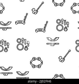 Wooden Toy for Children Play Time Vector Seamless Pattern Illustrazione Vettoriale