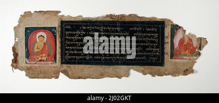 Titolo pagina da un Kanjur (canone buddista). Tibet occidentale (?), 12th-17th secolo (?). Manoscritti. Acquerello opaco, inchiostro e oro su carta Foto Stock